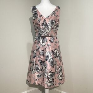 J Howard Women's Pink and Gray Floral Midi Dress